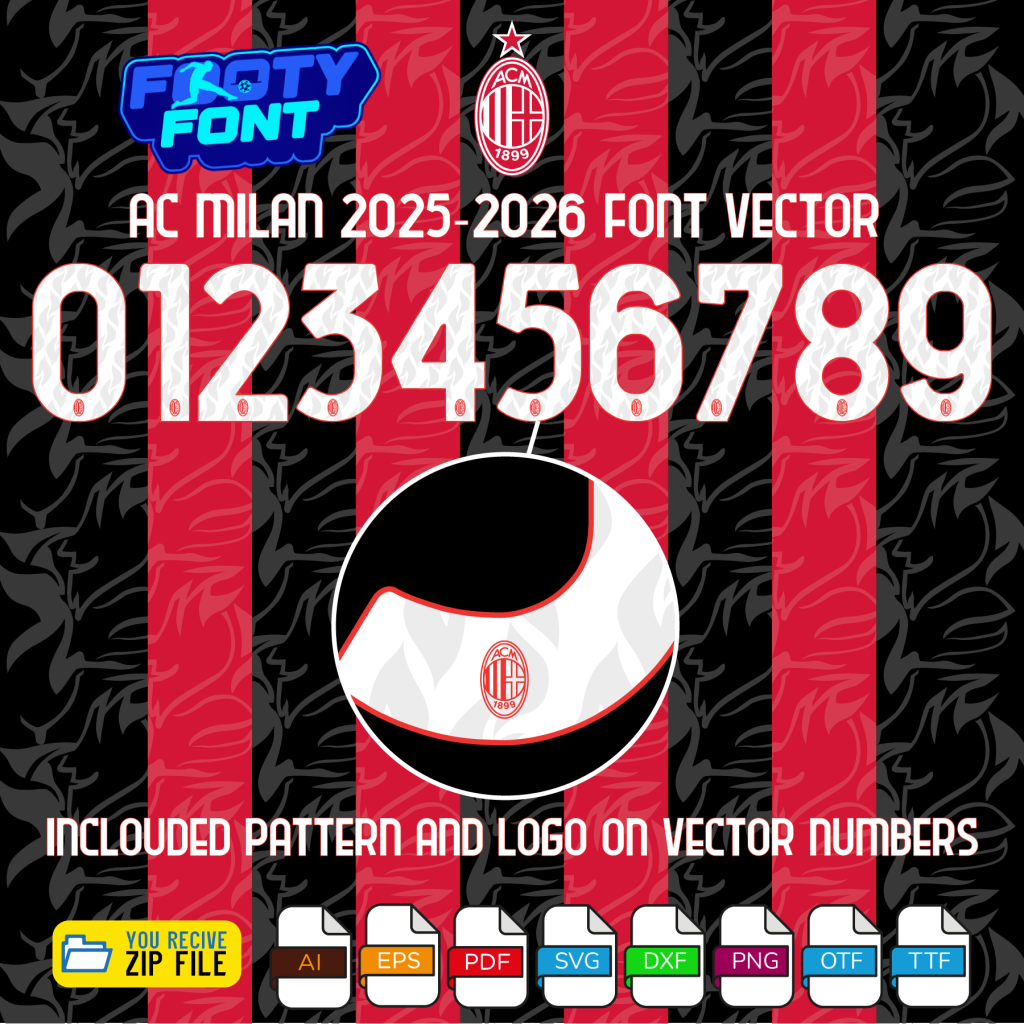 AC Milan Font Serie A 2025-2026 (Home & Away) | footyfont