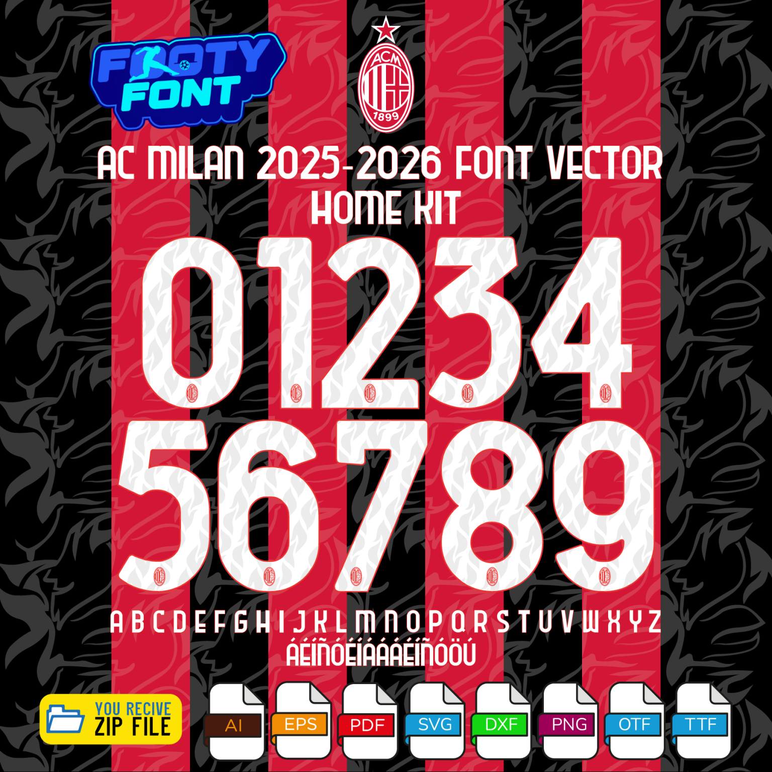 AC Milan Font Serie A 2025-2026 (Home & Away) | footyfont