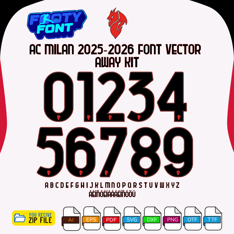 AC Milan Font Serie A 2025-2026 (Home & Away) | footyfont