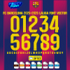 Fan-made FC Barcelona 2025-2026 LaLiga font showing the complete alphabet and numbers for the home kit.