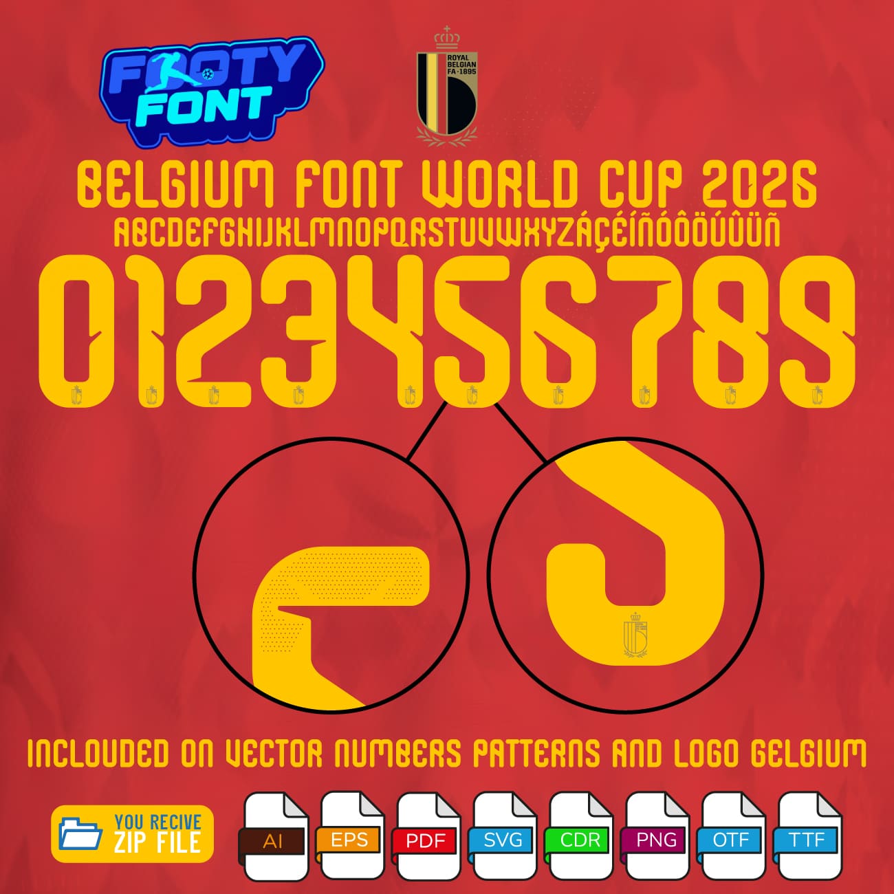 Belgium Font World Cup 2026 3 Belgium 2026 kit font numbers, Belgium World Cup 2026 font patterns and Red Devils logo