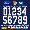 Scotland Font World Cup 2026 – complete jersey numbers 0-9 and A-Z alphabet on navy Scotland background.