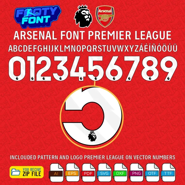O2 Arsenal Font Arsenal Font Premier League 2025-2026 (Home Kit) | footyfont