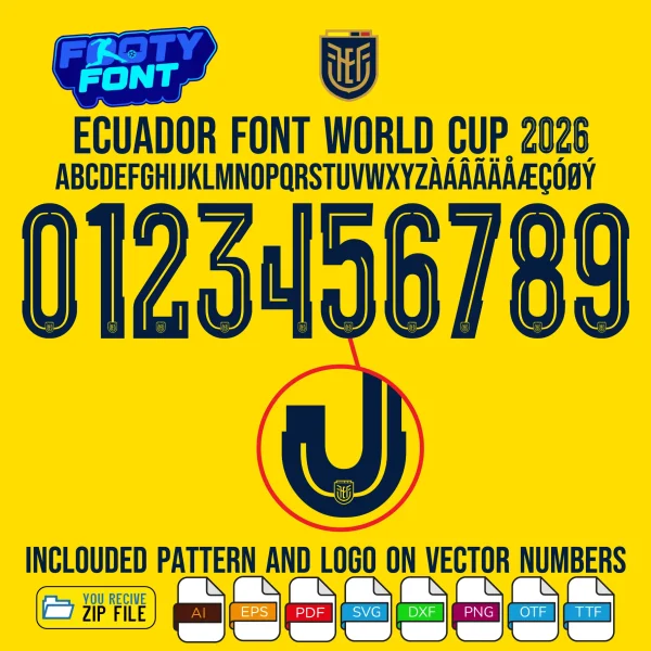 Ecuador Font World Cup 2026 (Home Kit) | footyfont