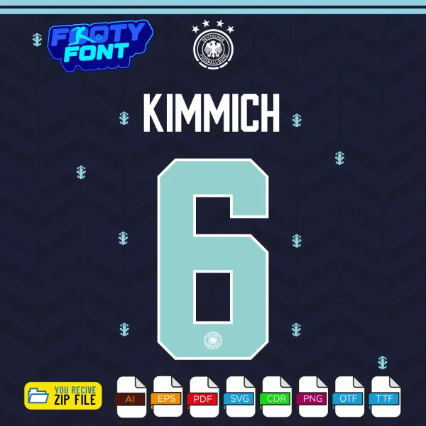 Joshua Kimmich #6 jersey mockup using the Germany Font Away World Cup 2026.