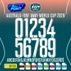 Australia Font World Cup 2026 Away Kit showing the complete alphabet and crisp white numbers with inner line details.