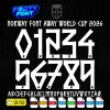 Norway Font World Cup 2026 Away showing the complete alphabet and unique runic white numbers.
